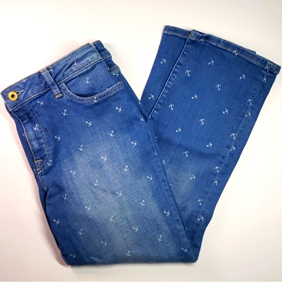 Tommy Hilfiger Crop Jeans Nautical Anchors Size 10 - Picture 1 of 10